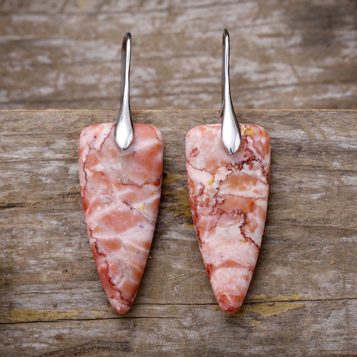 Natural Stone Geometric Shape Earrings - Elegant 21