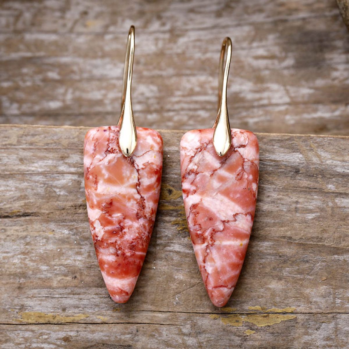Natural Stone Geometric Shape Earrings - Elegant 21
