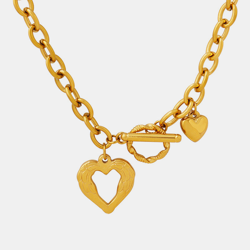 Titanium Steel Heart Pendant Necklace - Elegant 21