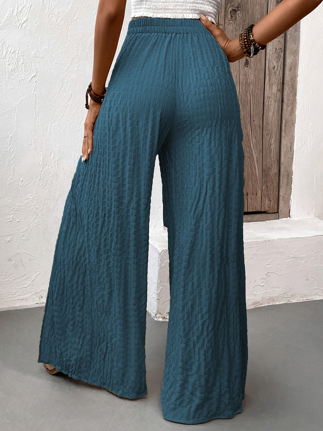Tied Slit Wide Leg Pants - Elegant 21