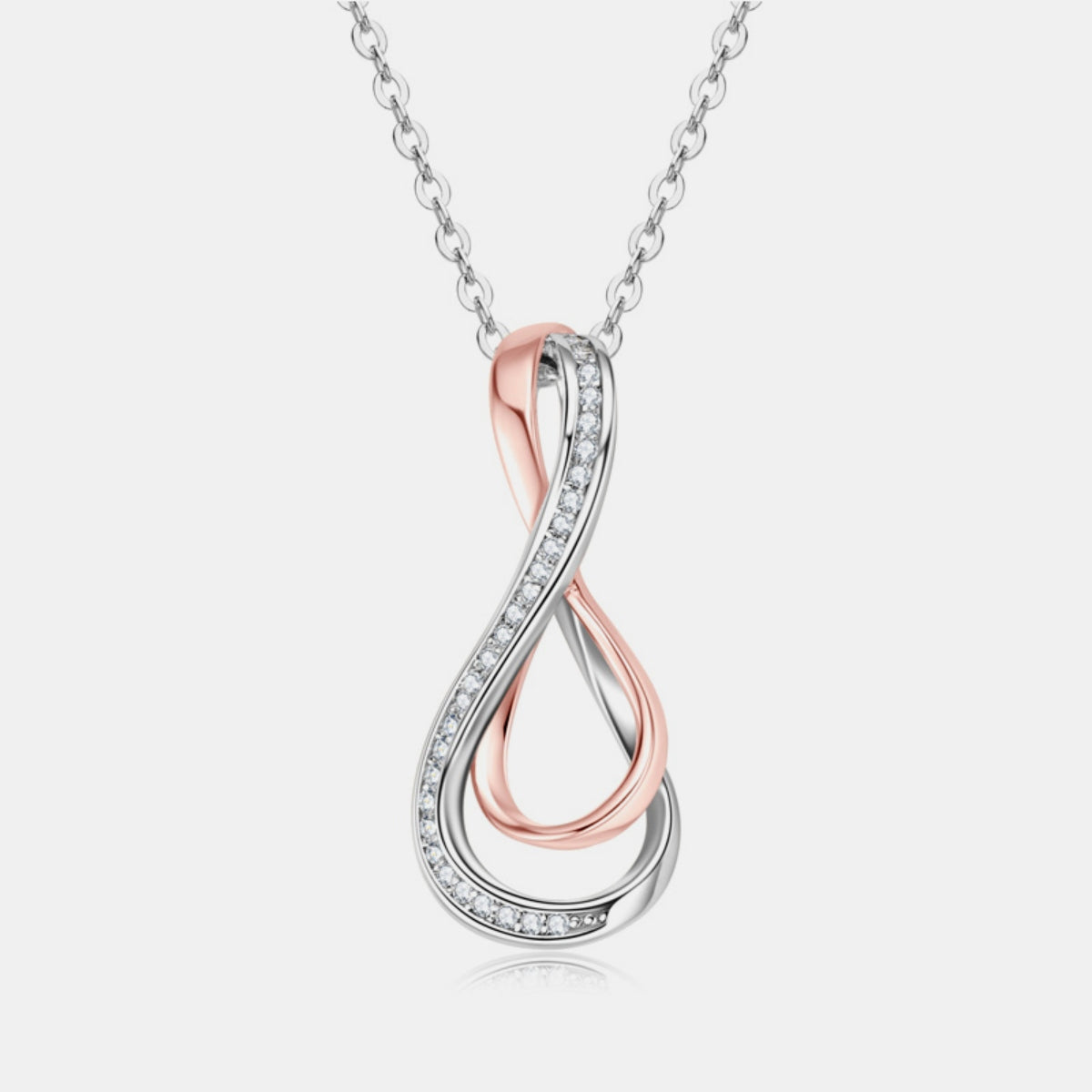 925 Sterling Silver Inlaid Moissanite Infinity Pendant Necklace - Elegant 21