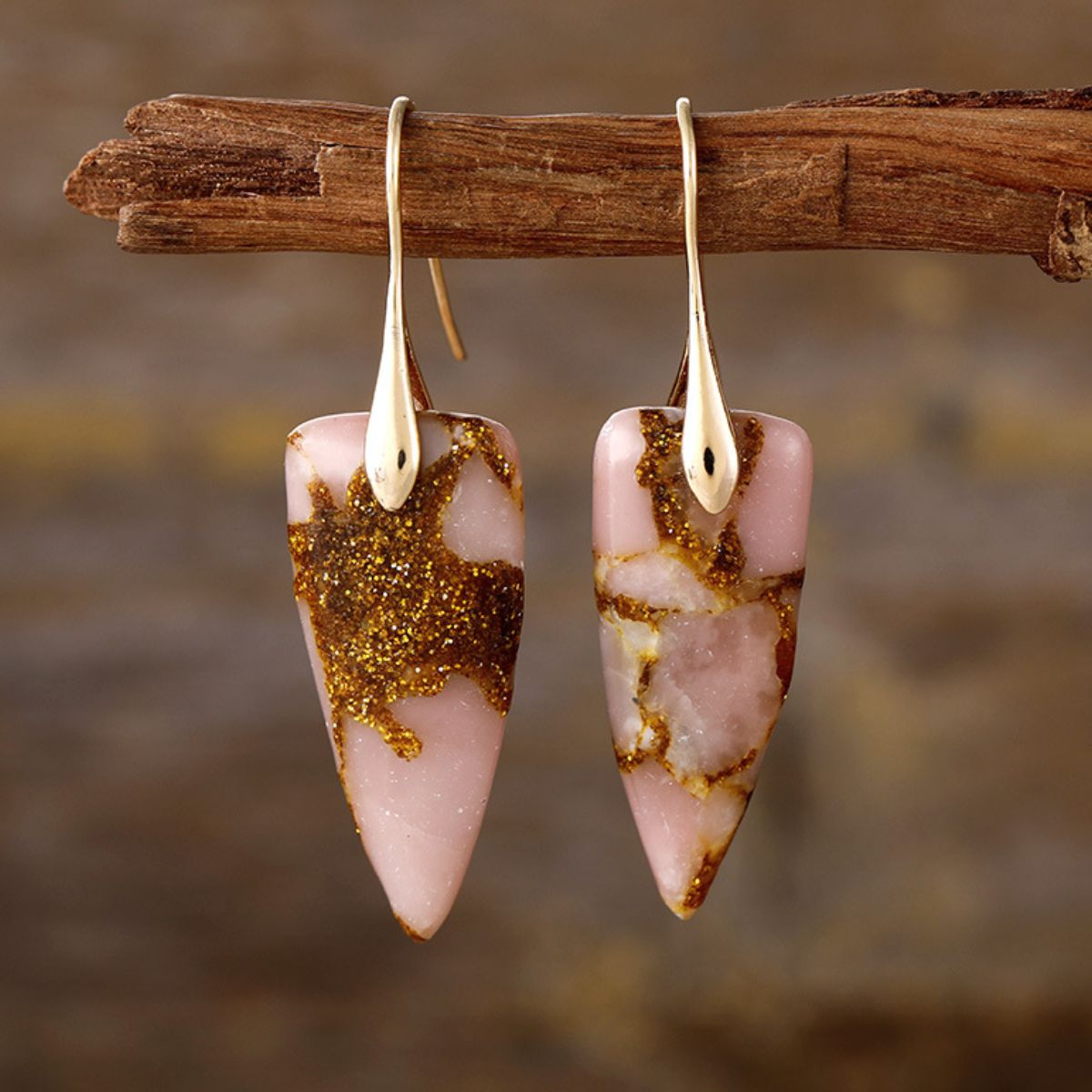 Natural Stone Geometric Shape Earrings - Elegant 21