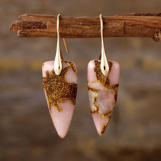 Natural Stone Geometric Shape Earrings - Elegant 21
