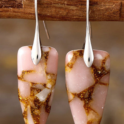 Natural Stone Geometric Shape Earrings - Elegant 21