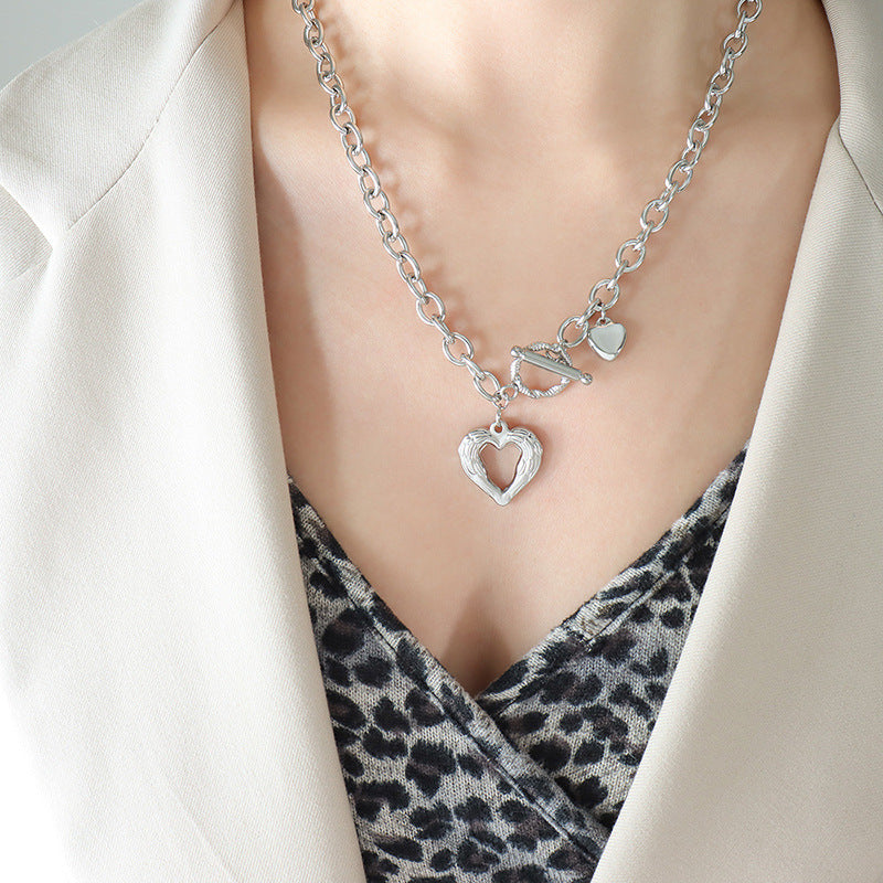 Titanium Steel Heart Pendant Necklace - Elegant 21