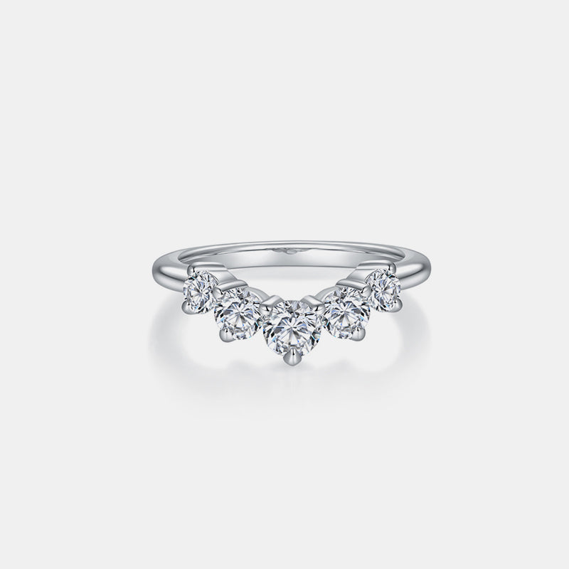 Inlaid Moissanite 925 Sterling Silver Ring - Elegant 21