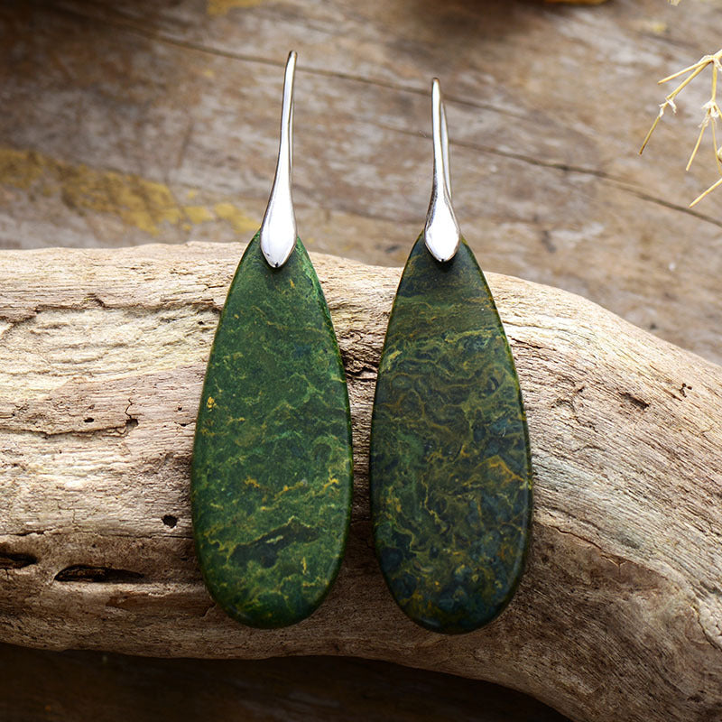 Natural Stone Waterdrop Shape Earrings - Elegant 21