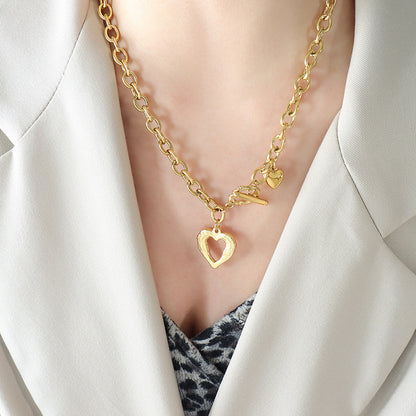 Titanium Steel Heart Pendant Necklace - Elegant 21