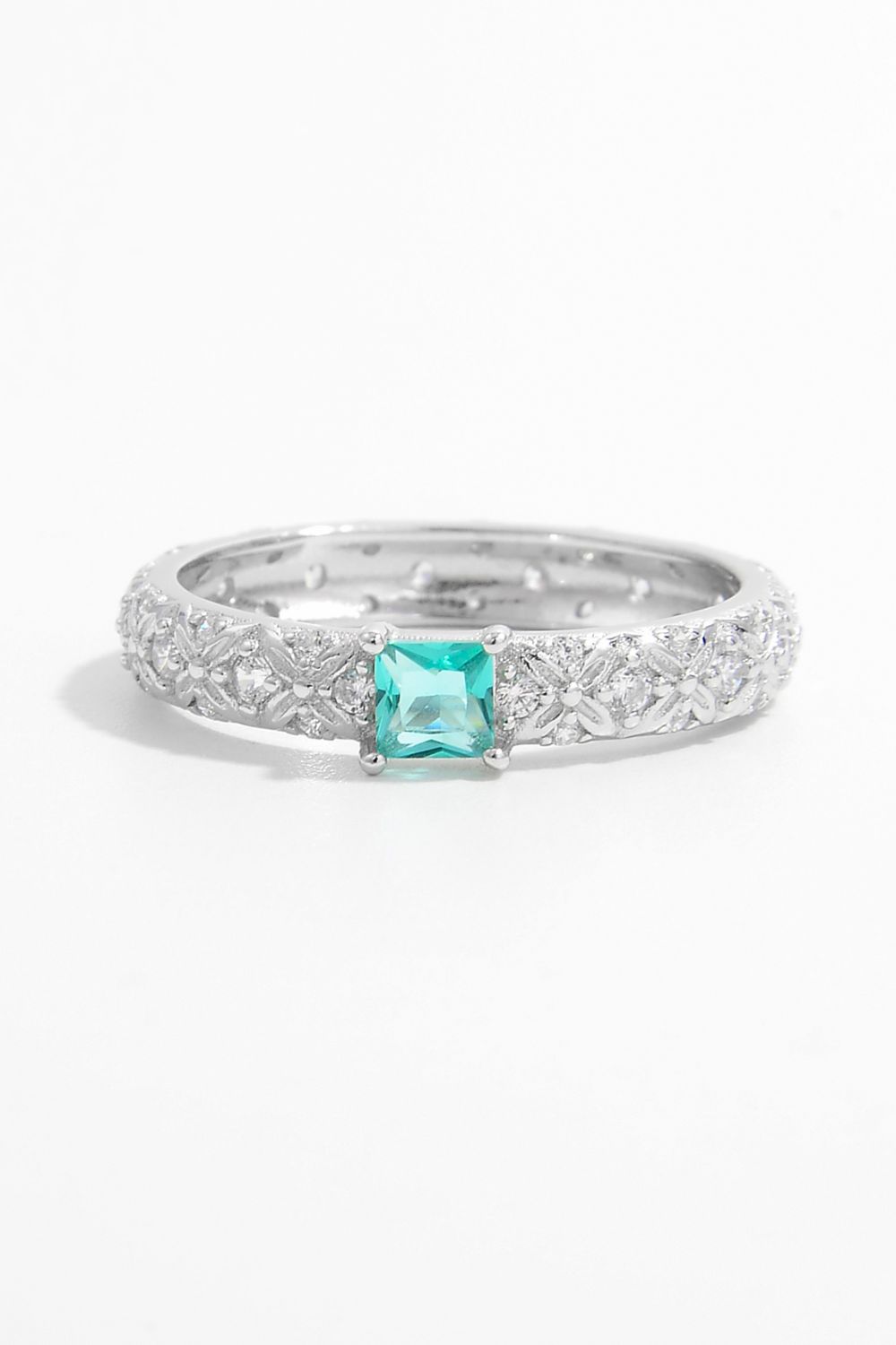 925 Sterling Silver Square Zircon Ring - Elegant 21