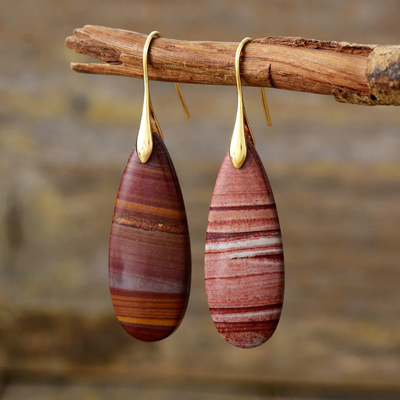 Natural Stone Waterdrop Shape Earrings - Elegant 21