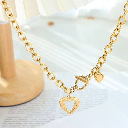 Titanium Steel Heart Pendant Necklace - Elegant 21