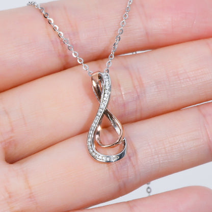 925 Sterling Silver Inlaid Moissanite Infinity Pendant Necklace - Elegant 21
