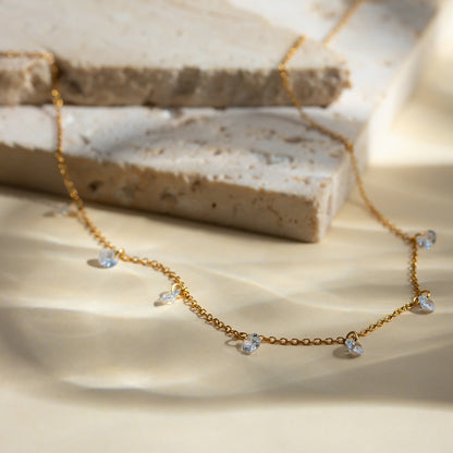 Stainless Steel Rhinestone Pendant Necklace - Elegant 21