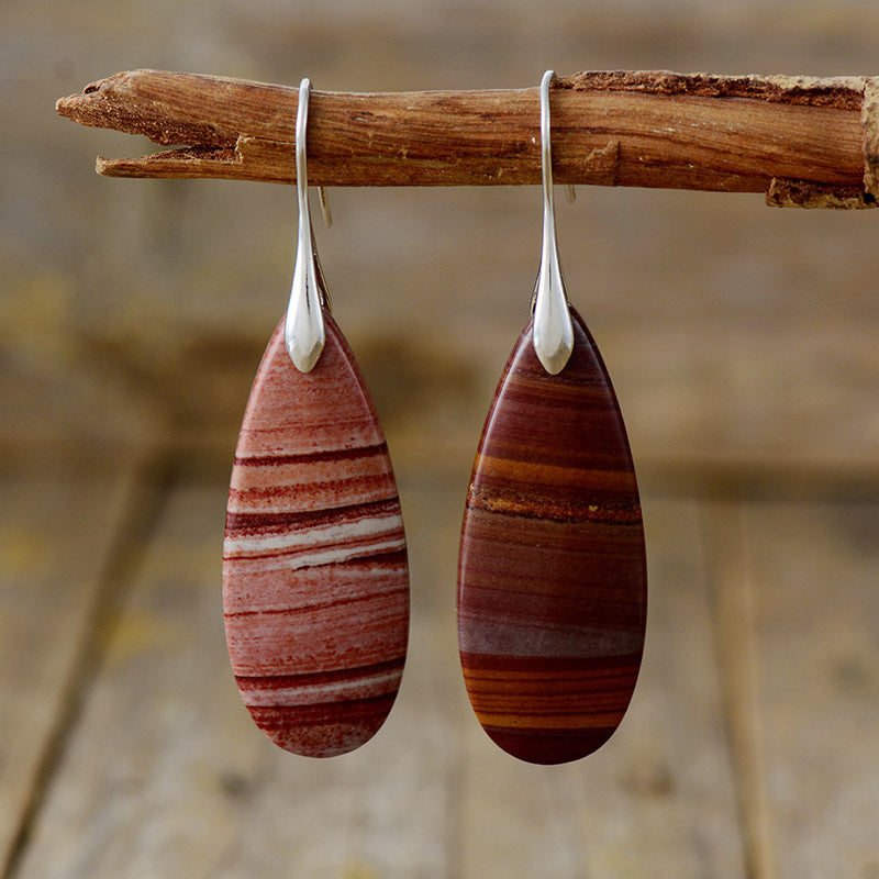 Natural Stone Waterdrop Shape Earrings - Elegant 21