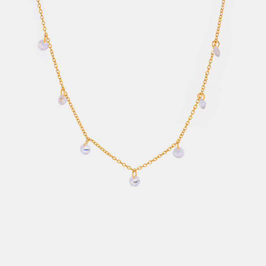 Stainless Steel Rhinestone Pendant Necklace - Elegant 21