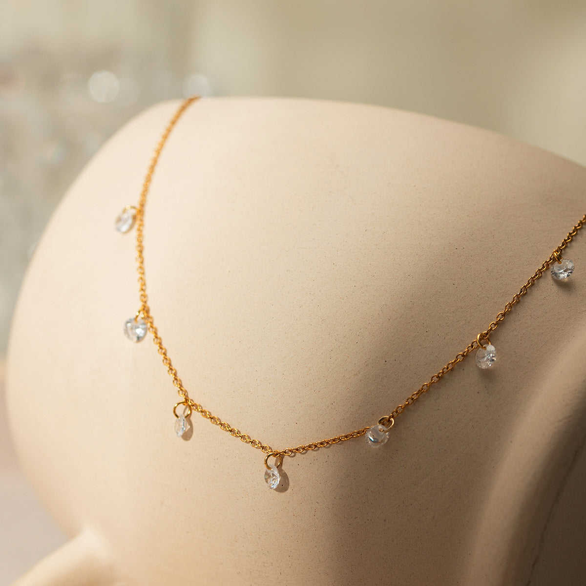 Stainless Steel Rhinestone Pendant Necklace - Elegant 21