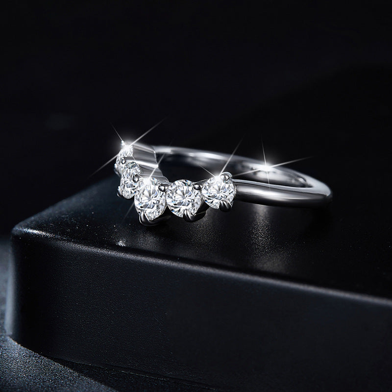 Inlaid Moissanite 925 Sterling Silver Ring - Elegant 21