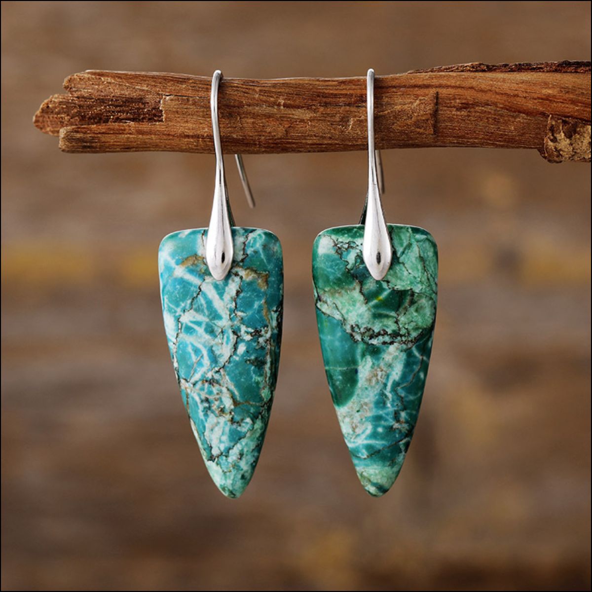 Natural Stone Geometric Shape Earrings - Elegant 21