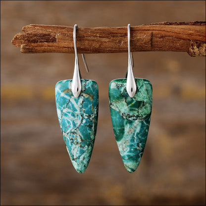 Natural Stone Geometric Shape Earrings - Elegant 21