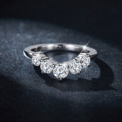 Inlaid Moissanite 925 Sterling Silver Ring - Elegant 21