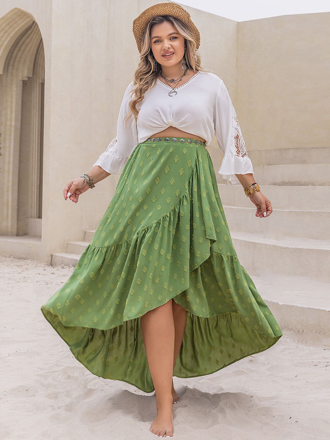 Plus Size High-Low Skirt - Elegant 21