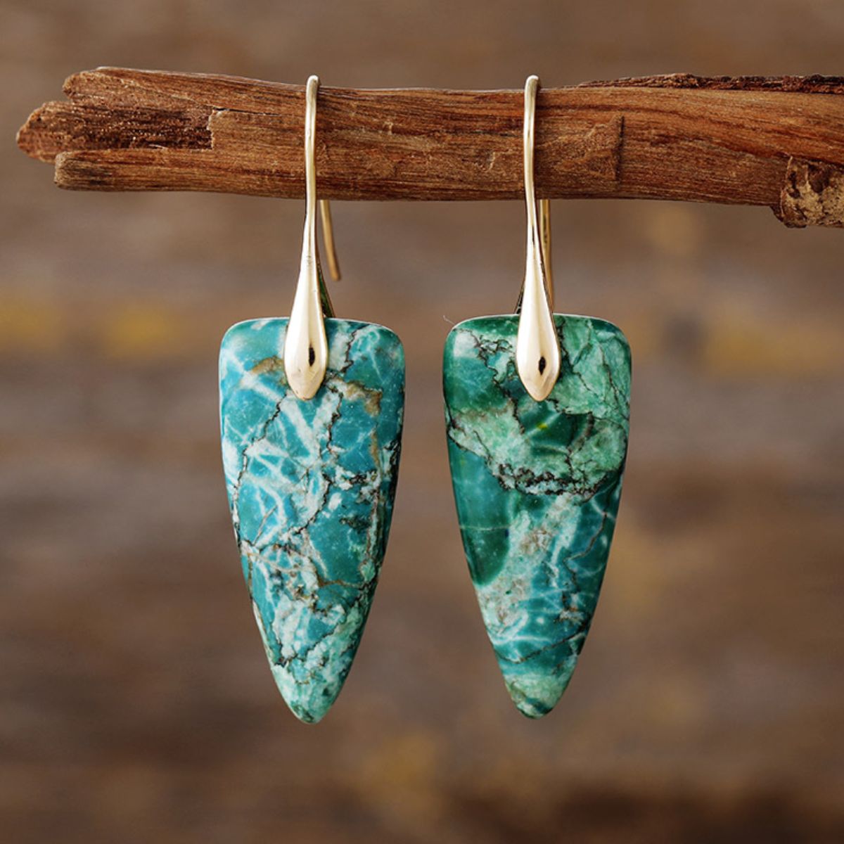 Natural Stone Geometric Shape Earrings - Elegant 21