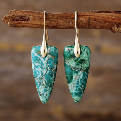 Natural Stone Geometric Shape Earrings - Elegant 21