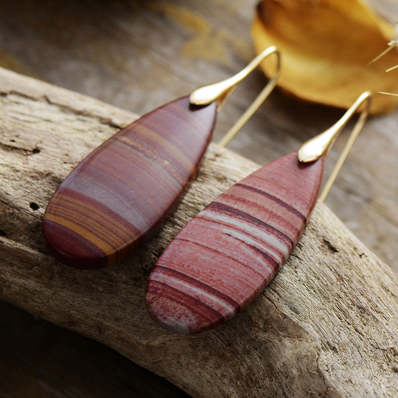 Natural Stone Waterdrop Shape Earrings - Elegant 21