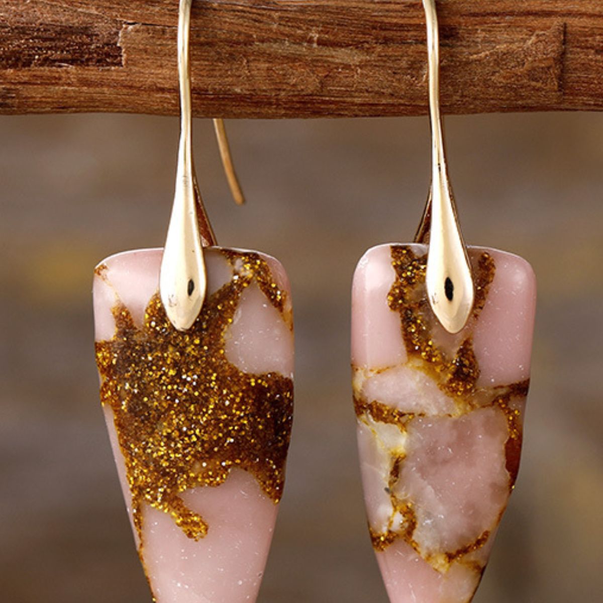 Natural Stone Geometric Shape Earrings - Elegant 21
