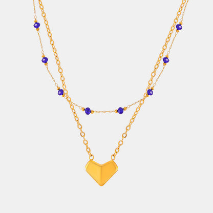 Titanium Steel Section Crystal Double-Layered Necklace - Elegant 21